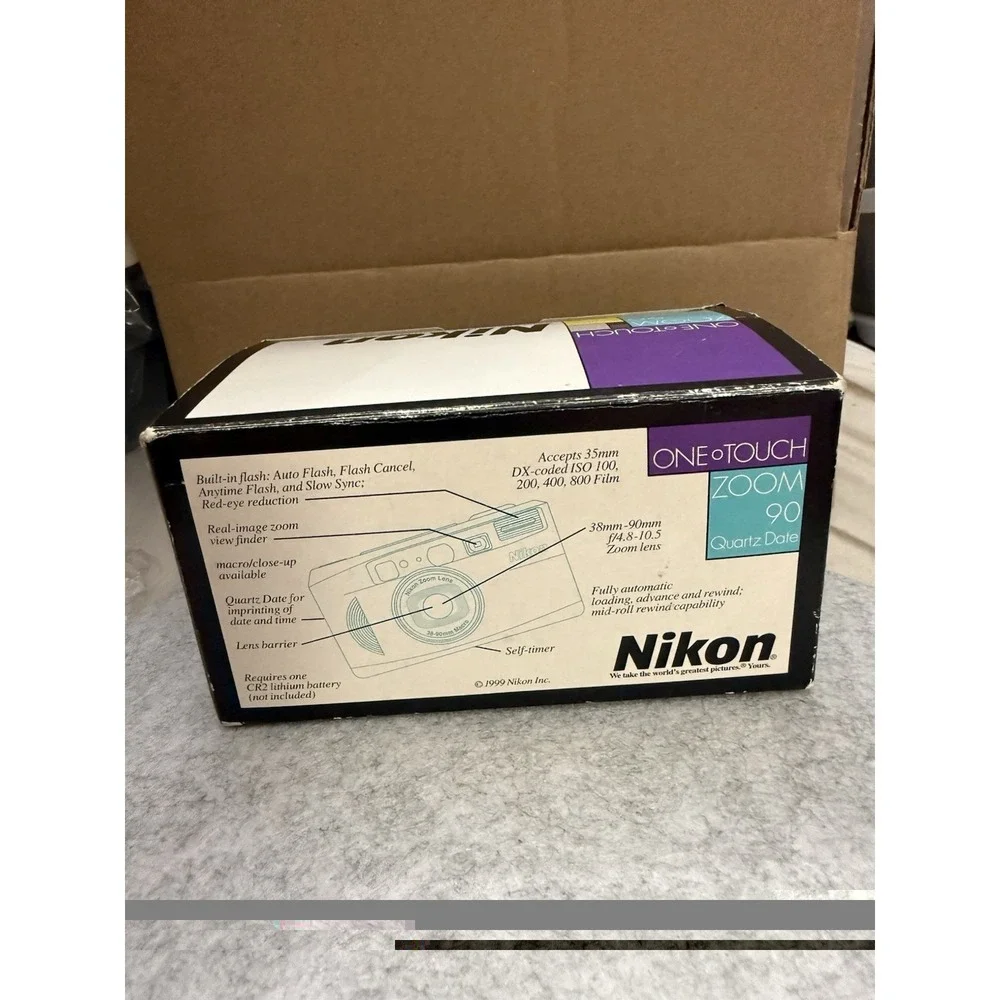 Nikon One Touch Zoom 90 AF Quartz Date 35MM Tested Film Camera In Original Box